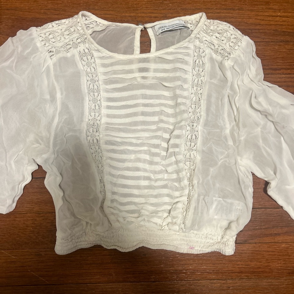 White Lace Detail Women's Top